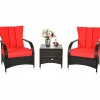 Tangkula 3-Piece Patio Conversation Set, Outdoor Wicker Furniture Set