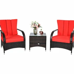 Tangkula 3-Piece Patio Conversation Set, Outdoor Wicker Furniture Set