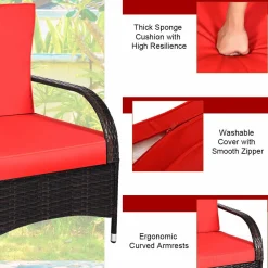 Tangkula 3-Piece Patio Conversation Set, Outdoor Wicker Furniture Set