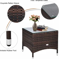 Tangkula 3-Piece Patio Conversation Set, Outdoor Wicker Furniture Set