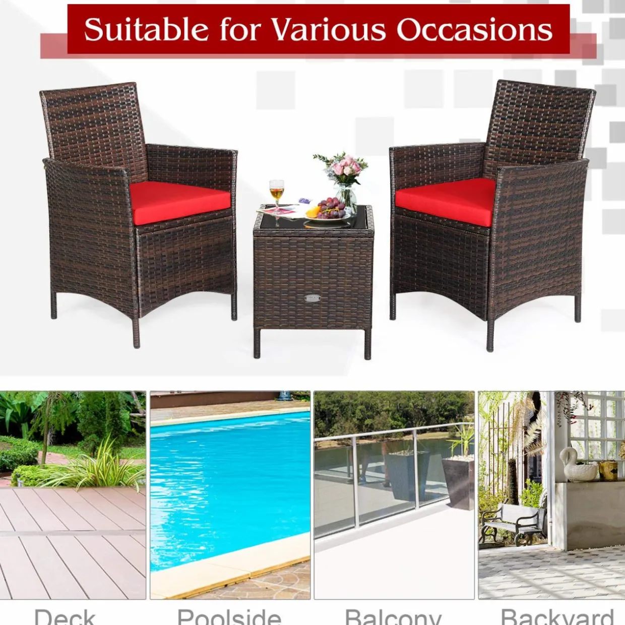 Tangkula 3-Piece Patio Conversation Set