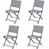 Tangkula 4-Piece Patio Dining Chairs, Outdoor PE Wicker Folding Chairs with Rustproof Frame