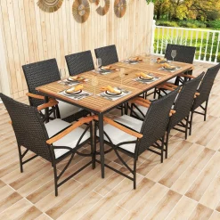 Tangkula 9-Piece Patio Dining Set, 79