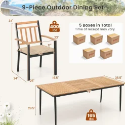 Tangkula 9-Piece Patio Dining Set, 79