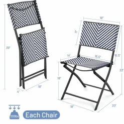 Tangkula 4-Piece Patio Dining Chairs, Outdoor PE Wicker Folding Chairs with Rustproof Frame