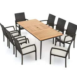 Tangkula 9-Piece Patio Dining Set, 79
