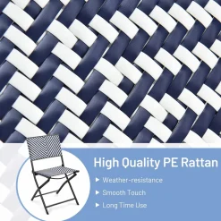 Tangkula 4-Piece Patio Dining Chairs, Outdoor PE Wicker Folding Chairs with Rustproof Frame