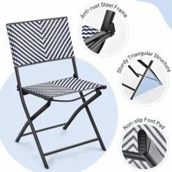 Tangkula 4-Piece Patio Dining Chairs, Outdoor PE Wicker Folding Chairs with Rustproof Frame