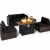 Tangkula 6-Piece Patio Furniture Set with 42 Inches Propane Fire Pit Table