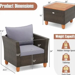Tangkula 3-Piece Patio Furniture Set
