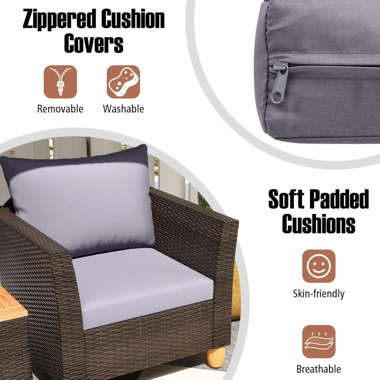 Tangkula 3-Piece Patio Furniture Set