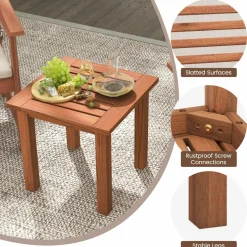 Tangkula 3-Piece Patio Furniture Set, Outdoor Bistro Set w/2 Seat Cushions, Coffee Table