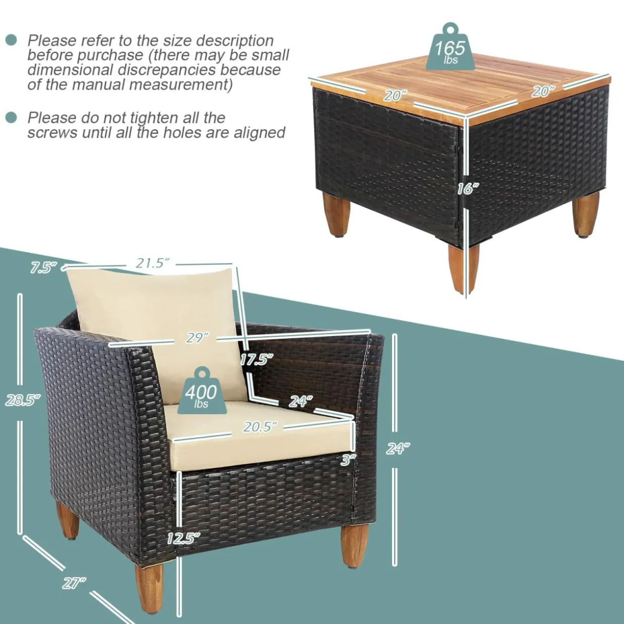 Tangkula 3-Piece Patio Furniture Set