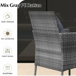 Tangkula 3-Piece Patio Furniture Set w/A Tempered Glass Table & 2 Cushioned Chairs