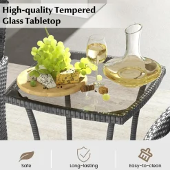 Tangkula 3-Piece Patio Furniture Set w/A Tempered Glass Table & 2 Cushioned Chairs