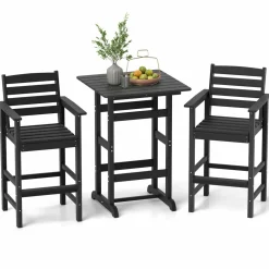 Tangkula 3-Piece Patio HDPE Bar Set