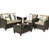 Tangkula 4-Piece Patio Rattan Furniture Set, Outdoor Wicker Conversation Set