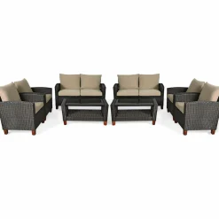 Tangkula 4-Piece Patio Rattan Furniture Set, Outdoor Wicker Conversation Set