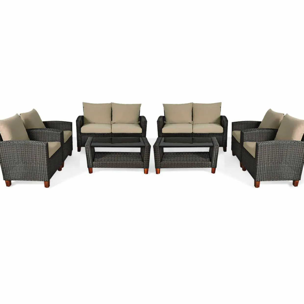 Tangkula 4-Piece Patio Rattan Furniture Set, Outdoor Wicker Conversation Set