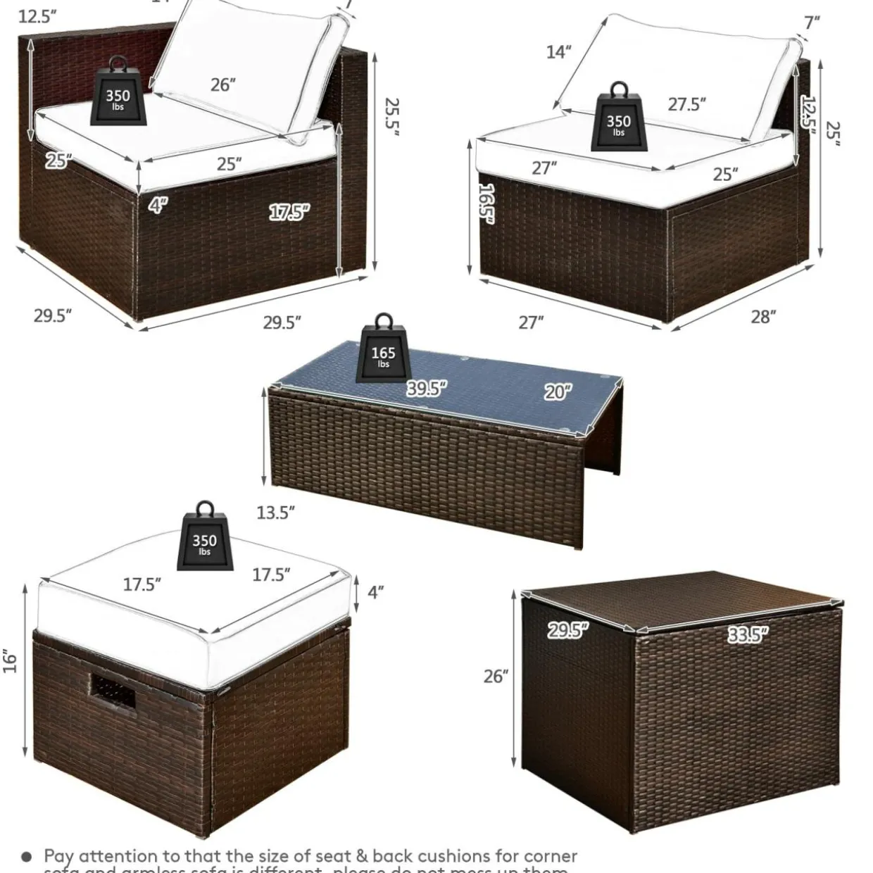 Tangkula 8-Piece Patio Wicker Furniture Set, Patiojoy Outdoor PE Rattan Conversation Set with Storage Box