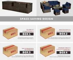 Tangkula 8-Piece Patio Wicker Furniture Set, Patiojoy Outdoor PE Rattan Conversation Set with Storage Box