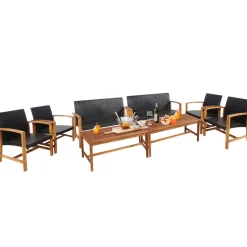 Tangkula 4-Piece PE Rattan Patio Furniture Set, Outdoor Conversation Set
