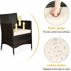 Tangkula 4-Piece Rattan Patio Furniture Set, w/Tempered Glass Coffee Table