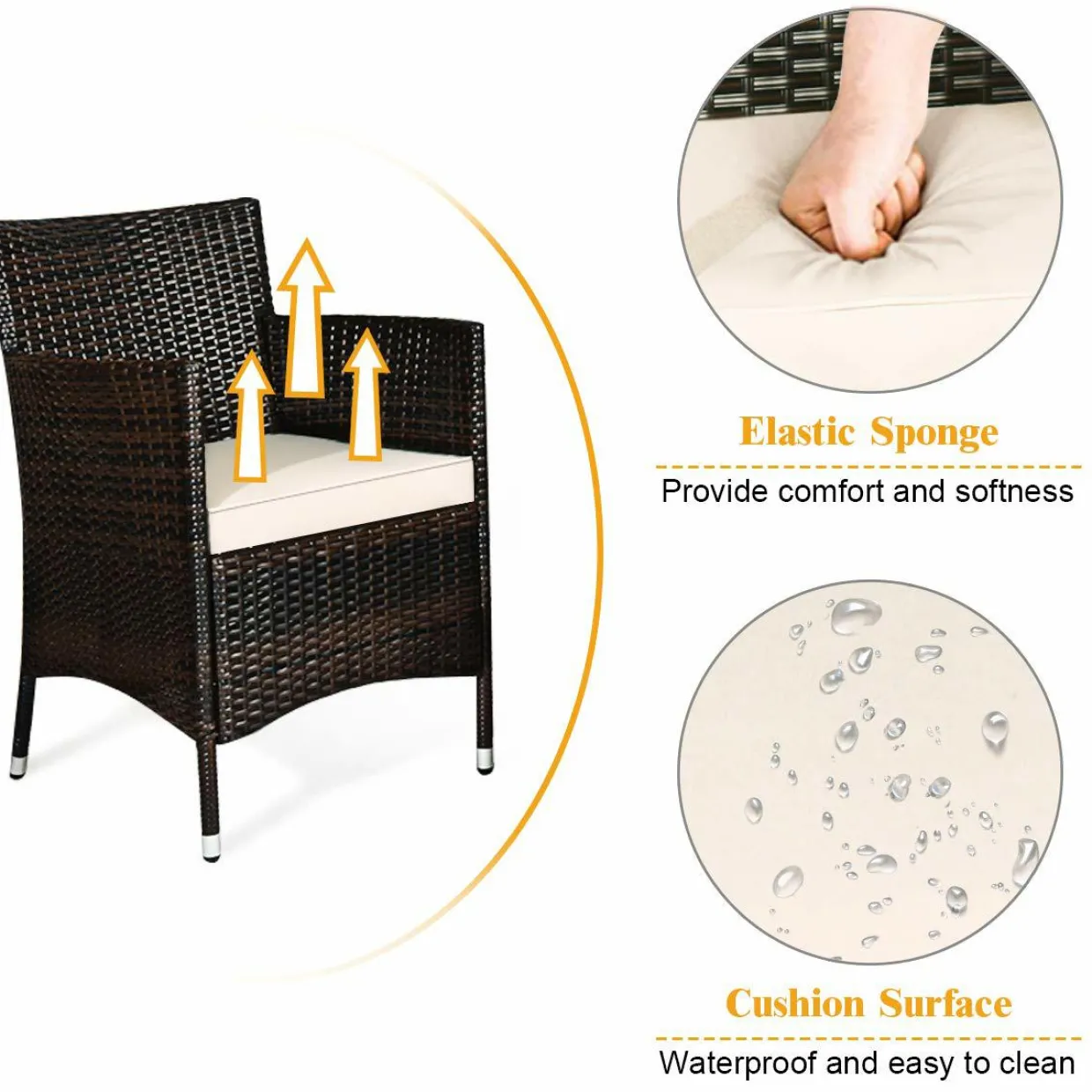 Tangkula 4-Piece Rattan Patio Furniture Set, w/Tempered Glass Coffee Table