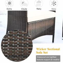 Tangkula 4-Piece Rattan Patio Furniture Set, w/Tempered Glass Coffee Table