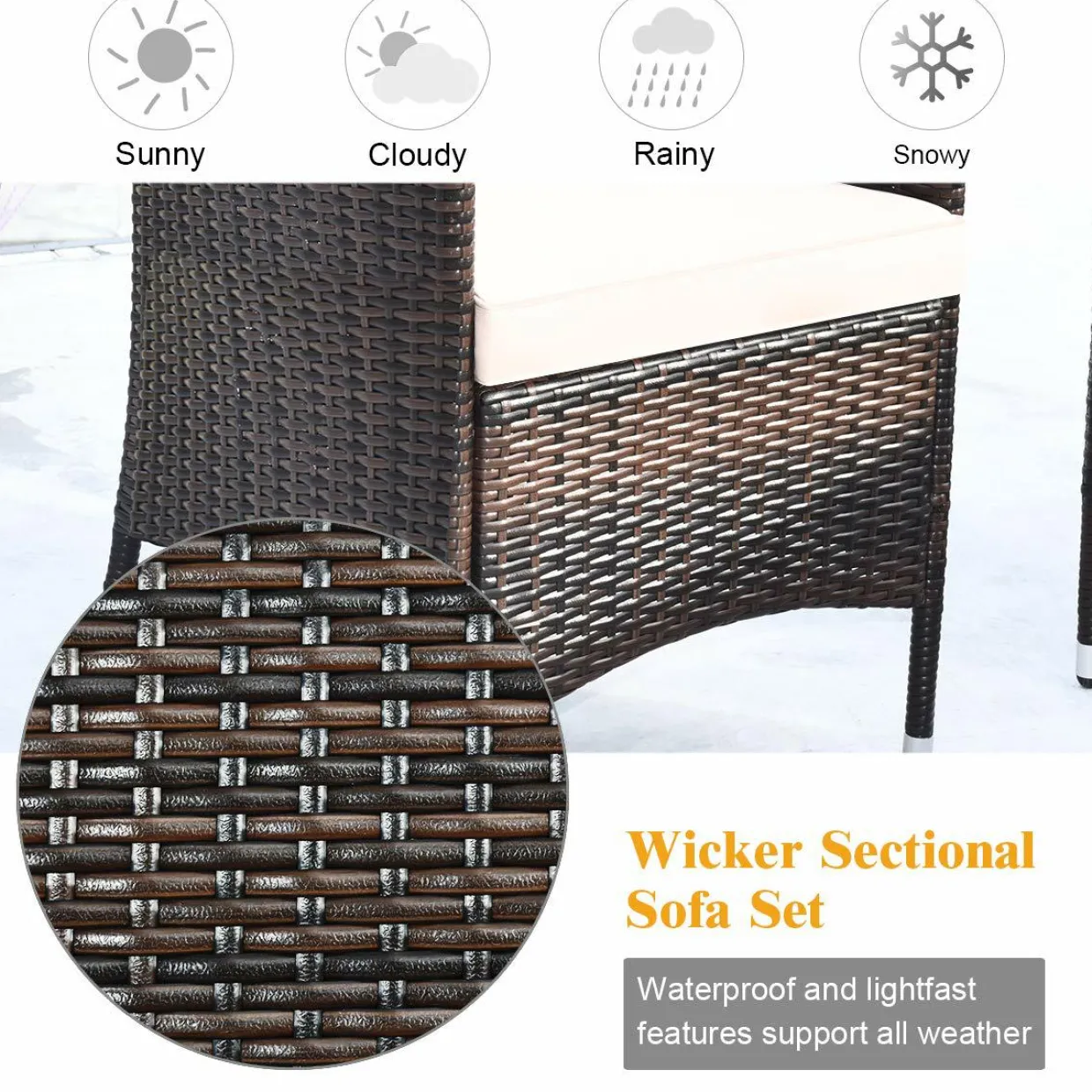 Tangkula 4-Piece Rattan Patio Furniture Set, w/Tempered Glass Coffee Table