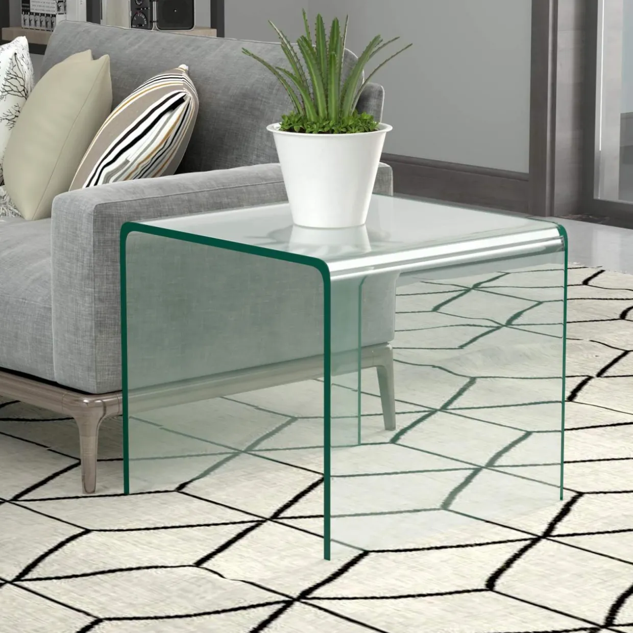 Tangkula 3-Piece Tempered Glass Coffee Table Set, Includes Coffee Table & 2 End Tables