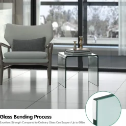 Tangkula 3-Piece Tempered Glass Coffee Table Set, Includes Coffee Table & 2 End Tables