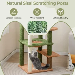Tangkula Plant Cat Tree, 60 Inch Green Aesthetic Cat Tower with Sisal Scratching Posts