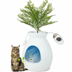 Tangkula Plant Litter Box, Hidden Cat Litter Box Enclosure Furniture with Smart Odor Control System