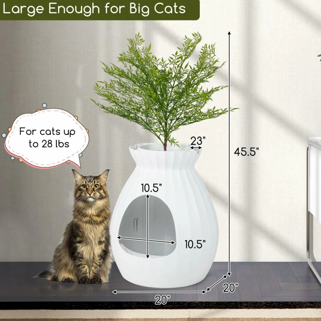 Tangkula Plant Litter Box, Hidden Cat Litter Box Enclosure Furniture with Smart Odor Control System