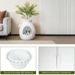 Tangkula Plant Litter Box, Hidden Cat Litter Box Enclosure Furniture with Smart Odor Control System