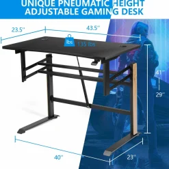 Tangkula Pneumatic Height Adjustable Gaming Desk
