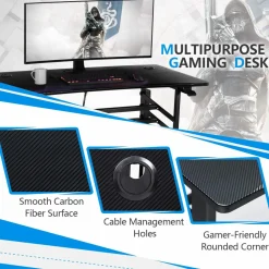 Tangkula Pneumatic Height Adjustable Gaming Desk