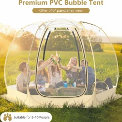 Tangkula Pop Up Bubble Tent, 11x11 Ft Oversize Outdoor Dome Tent for 6-10 People with 12 Stakes