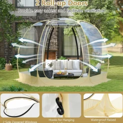 Tangkula Pop Up Bubble Tent, 11x11 Ft Oversize Outdoor Dome Tent for 6-10 People with 12 Stakes