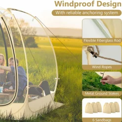 Tangkula Pop Up Bubble Tent, 11x11 Ft Oversize Outdoor Dome Tent for 6-10 People with 12 Stakes