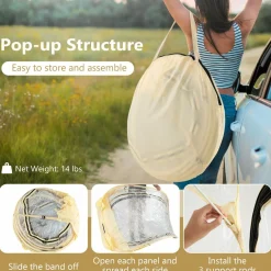 Tangkula Pop Up Bubble Tent, 11x11 Ft Oversize Outdoor Dome Tent for 6-10 People with 12 Stakes