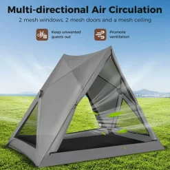 Tangkula Pop Up Camping Tent for 2-3 Person, 360° One-Way See-Through Backpacking Tent with Removable Rainfly