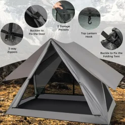 Tangkula Pop Up Camping Tent for 2-3 Person, 360° One-Way See-Through Backpacking Tent with Removable Rainfly