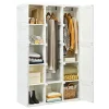 Tangkula Portable Closet Wardrobe, Foldable Clothes Organizer with Cubby Storage, Hanging Rods