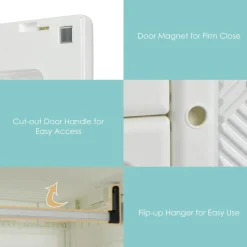 Tangkula Portable Closet Wardrobe, Foldable Clothes Organizer with Cubby Storage, Hanging Rods