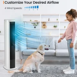 Tangkula Portable Evaporative Air Cooler for Room, 40-Inch Bladeless Cooling Tower Cooler with Remote Control