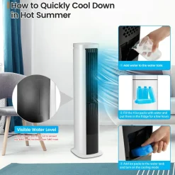Tangkula Portable Evaporative Air Cooler for Room, 40-Inch Bladeless Cooling Tower Cooler with Remote Control