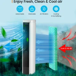 Tangkula Portable Evaporative Air Cooler for Room, 40-Inch Bladeless Cooling Tower Cooler with Remote Control
