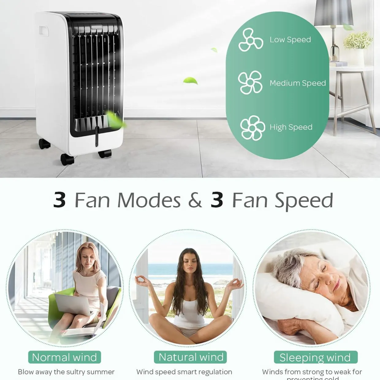 Tangkula Portable Evaporative Air Cooler for Room, 3-in-1 Portable Air Cooler with Remote Control